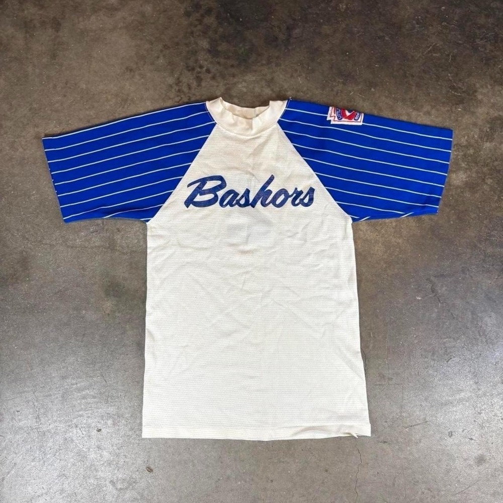 Vintage 70s Russell Athletic blue striped single stitch jersey Men's Small